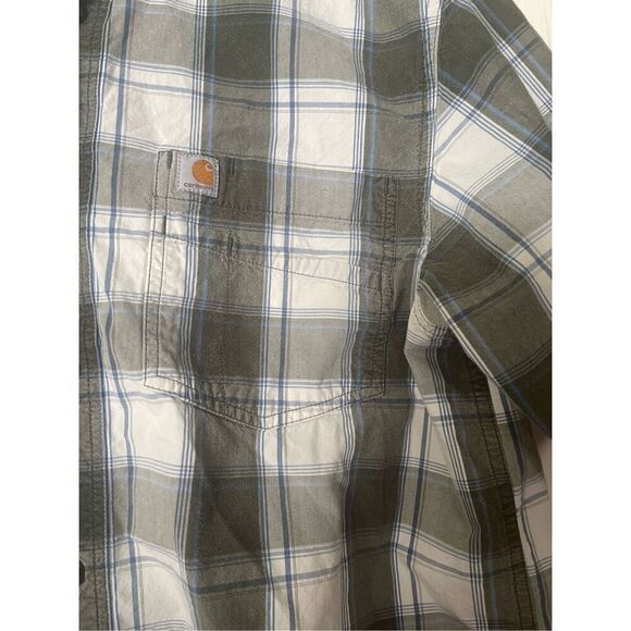 Carhartt Mens Multicolor Plaid Short Sleeve Button Down Shirt Size Medium - Picture 13 of 14